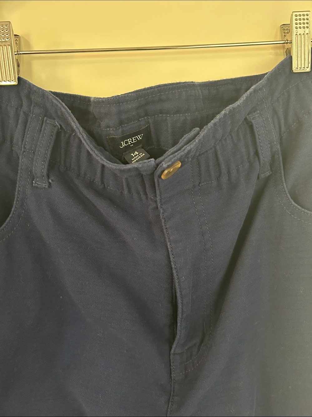 J. Crew Women’s Navy Wide-Leg Trousers - 100% cotton - size 14 - Picture 3 of 9